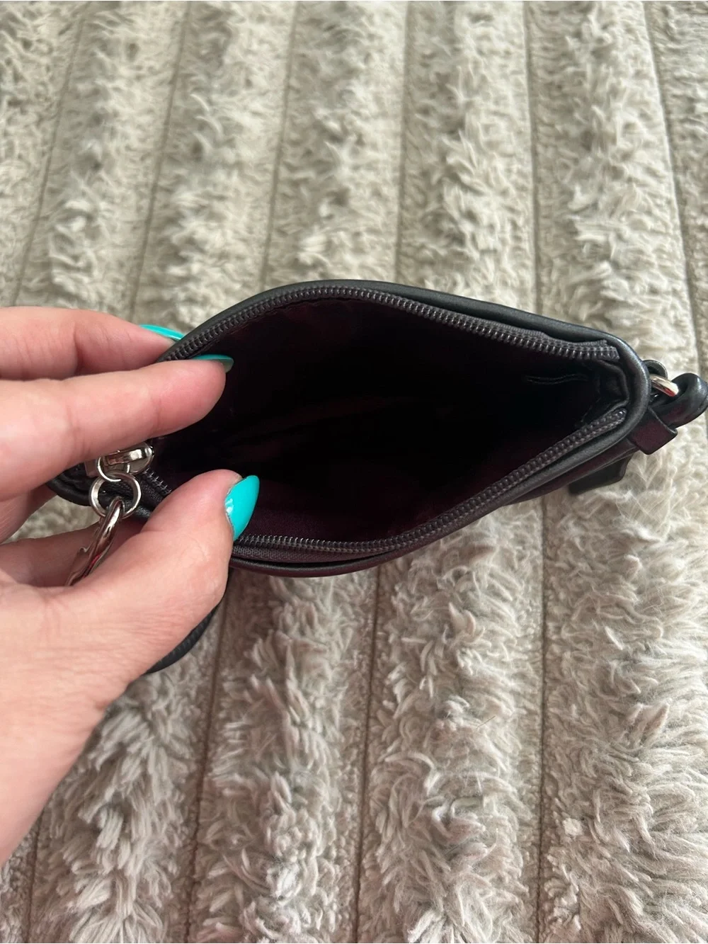 Coach Sequin Wristlet in Silver and Black